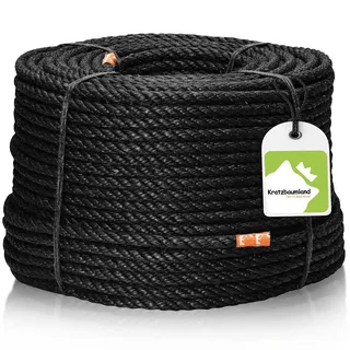 Kratzbaumland Premium-Sisalseil schwarz 10 mm, schwarzes Sisalseil für Kratzbäume (versch. Längen) (20 Meter)