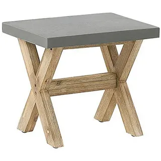 Beliani Hocker Faserzement/Akazienholz 51 x 45 x 40 cm Grau/Hellbraun