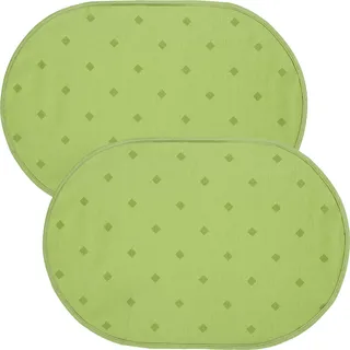 Erwin Müller abwaschbares Tischset, Platzset 2er-Pack Neuss im Rautendesign grün Größe oval: 35x50 cm - acrylversiegeltes Gewebe für leichtes Wischen
