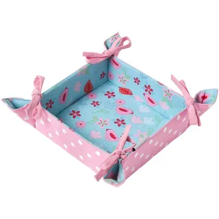 Homescapes Brotkorb Vögel & Blumen – faltbar mit Wende-Design , Blau , Textil , Baum/Pflanze/Natur , Quadratisch , 22x7x22 cm , Oeko-Tex® , Geschirr, Tischkultur & Serviergeschirr, Brotkörbe