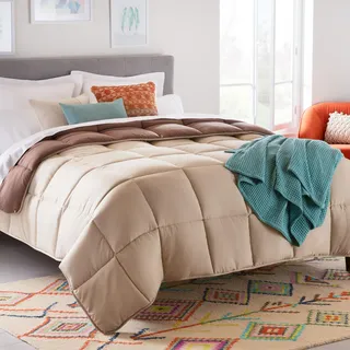 Linenspa 4 Jahreszeiten Bettdecke aus Microfaser – Ganzjahresdecke – Ultraweich – Steppdecke 155x220 cm, Beige / Braun