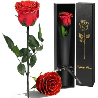 Yamonic Ewige Rose Geschenke für Frauen,Infinity Rose mit Stiel Geburtstagsgeschenk Frauen, Echte Rose in Geschenkbox Geschenke für Mama,Konservierte Blume Geschenk Valentinstag Weihnachten,Rote Rose