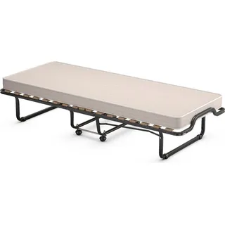 80 x 200 cm Klappbares Gästebett Faltbares Faltbett mit Matratze aus Rückstellschaum Beige hergestellt in Italien Herkunft: Italien - Beige