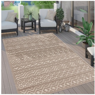 Paco Home »Livorno 673«, rechteckig, 14 mm Höhe, Uni-Farben, Scandi, Rauten Muster, Hoch-Tief Effekt, Outdoor geeignet beige