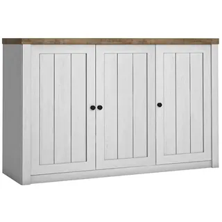 AX LIVING Sideboard Wohnzimmer Palmano K3D – 160 cm, Andersen Kiefer - Weiß, Braun