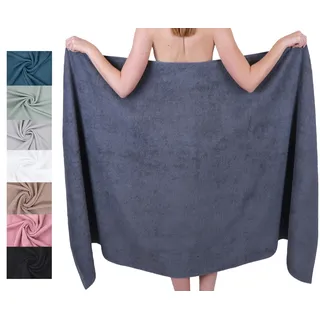 Betz Badetuch XXL 100x200 cm – 1 Stück – Saunatuch & Strandtuch aus 100% Baumwolle, 360 g/m2 – saugstark & weich – großes Handtuch mit Aufhänger – Serie Berlin – Farbe Dunkelgrau