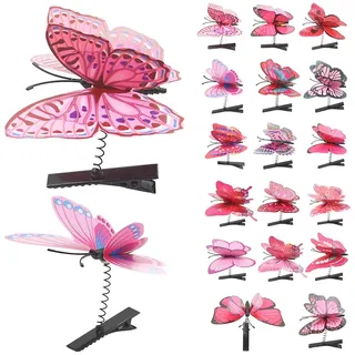 Garten Schmetterlinge Clip Ornamente,16 Stück Schmetterling Haarspangen , 3D Bunt Schmetterlinge Deko für Garten, Zaun, Outdoor Hof,Party Lieferungen