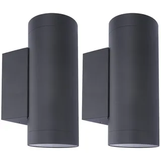 Klighten 2 Stück Wandleuchten GU10 Außen/Innen, Wasserdichte IP65 Up and Down Leuchten Aussen, Aluminium Aussenleuchte Außenlampe Wand, Wandlampe für Eingang Terrasse, ohne Leuchtmittel, Anthrazit