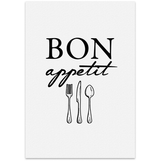 TypeStoff Kunstdruck, Poster mit Spruch – BON APPETIT – Typografie-Bild auf hochwertigem Karton - Plakat, Druck, Print, Wandbild - KD-00124-M