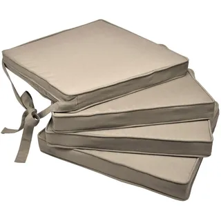 Beautissu Stuhlkissen 45 x 40 x 5 cm beige 4-tlg.