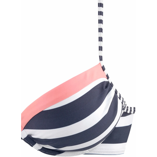 Push-Up-Bikini-Top KANGAROOS "Anita", Damen, Gr. 36, Cup A, blau (marine, weiß), Microfaser, Polyamid, gestreift, kontrastfarbene Details, Bikini-Oberteile Push-Up-Bikini-Top, im sportlichen Blockstreifendesign