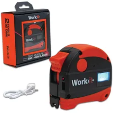 Work>it® Maßband mit Laser-Entfernungsmesser 5m + 40m - Hochpräzise Messung, Magnetisches Endstück, USB Aufladung