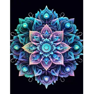 TDFERAN Diamond Painting Mandala, 40 x 50 cm, Diamant-Stickerei, Komplett-Set, Mandala, Diamantmalerei, Kristall, Diamant-Malerei, Komplettset für Wanddekoration