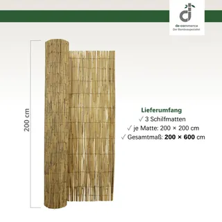 Schilfrohrmatte FARO 3-er Set Schilfmatte Sichtschutz Windschutz Schilfrohr Deko