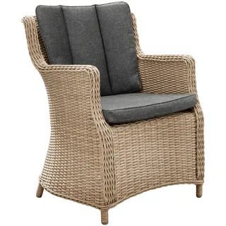 Gartensessel DESTINY "LUNA", beige (natur meliert), B:60cm H:87cm T:71cm, Obermaterial: 100% Polyester. Miedereinsatz: 50% Polyester, 50% Polyurethan, Sessel, Gartensessel, Aluminium, Polyrattan, inkl. Auflagen