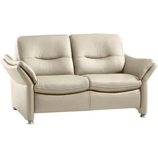 Hukla 2-Sitzer HUKLA "HU-SF15058 Ledersofa, Breite 164 cm", beige (torro ecru), B:164cm H:91cm T:92cm, Sofas, 2-Sitzer, hochwertiges Glattleder, optional mit Kopfstütze