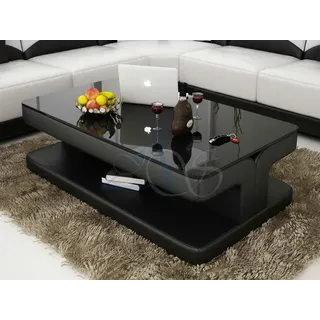 Designer Couchtisch Polster Tisch Leder Glas Moderner Tische Glastische #SB775
