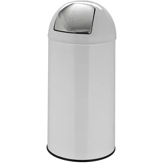 hjh OFFICE 741006 Mülleimer klein Push Weiß 35L Retro Abfallsammler mit Push-Klappe