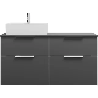 burgbad Eqio Keramik-Aufsatzwaschtisch quadratisch, links, inklusive Waschtischunterschrank mit 4 Schubladen, Breite 1200mm, SGUS120LF6584C0001G0146