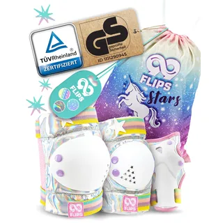 99FLIPS Knieschoner Kinder Schoner Inliner Kinder - Inliner Schoner Set - Protektoren - Knie und Ellenbogenschützer - Größe XS Magic Silver - Knieschützer Skateboard, Schlittschuhe, Rollschuhe