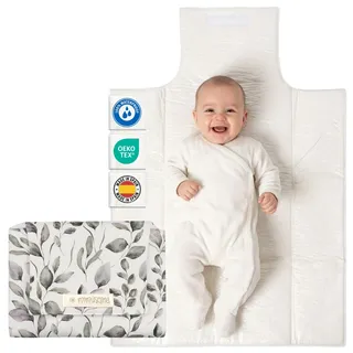 MIMUSELINA Wickelunterlage Unterwegs für Babys | Leicht und Wasserfest | Außen 100% Baumwolle, Innen Waschbar und BPA-frei | Faltbar mit praktischem Verschluss