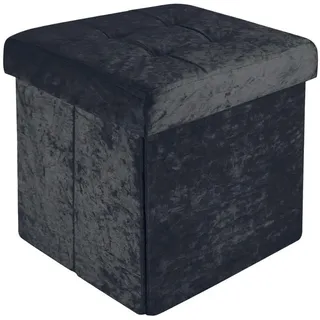 Intirilife Sitzhocker 30x30x30 cm in Samt Schwarz - Sitzwürfel