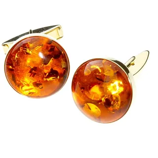 OSTSEE-SCHMUCK Manschettenknöpfe »- Classic 19 mm rund - Gold 333/000 - Bernstein«, goldfarben