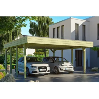 SKANHOLZ Doppelcarport Friesland 5,57 x 5,55 m braun inkl. Pfostenanker