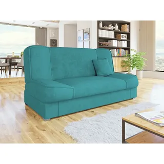 Mirjan24 Schlafsofa Gabi mit Bettkasten, 3 Sitzer Sofa, Couch mit Schlaffunktion, Stilvoll Bettsofa, Wohnzimmer Polstersofa (Orinoco 85) - Blau