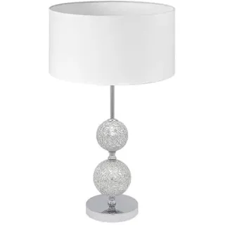 Zarivy Tischlampe Salaria 1 x e27 Chrom mit weißem Lampenschirm von 35 cm, perfekt, um Ihren Raum mit Eleganz und modernem Stil zu beleuchten. Ideal für jedes Ambiente.