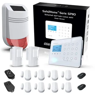 Safe2Home Alarmanlage großes Set SP110 Set Funk-Alarmanlage Solar Sirene