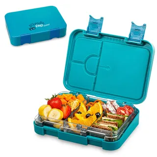 schmatzfatz Junior Brotdose Kinder mit Fächern, BPA Frei Lunchbox, Bento Box Kinder, Brotbox für Mädchen & Jungen, Snackbox, Perfekt für Schule, Kindergarten & Ausflüge (Petrol)