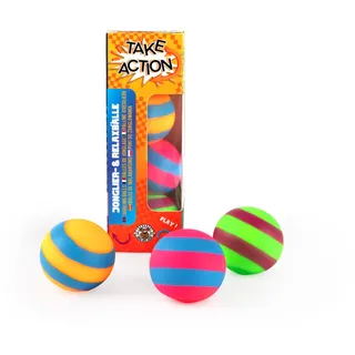 TRENDHAUS 961778 - Take Action Jonglier- & Relaxbälle, 3 Stück, Squeeze Antistress-Bälle zum Jonglieren und Quetschen