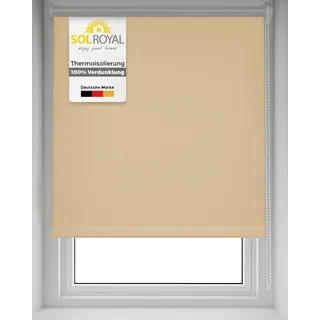 Sol Royal Thermorollo Verdunkelungsrollo Wärmeschutzrollo Klemmfix | 50x160 cm Creme Rollo mit Thermobeschichtung Thermo zum Klemmen für Fenster SolReflect T42