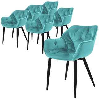 ML-Design Esszimmerstuhl Samt Petrol 6er Set
