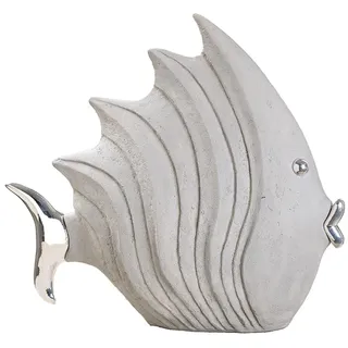 Casablanca modernes Design Casablanca Dekofigur Fisch, Grau, Stein-Optik, H. 26 cm, Maritime Deko | Maritime Fischfigur in Stein-Optik Grau-Silber – Deko für Wohnzimmer, Bad & Gäste-WC, tolle Geschenkidee Strand-Flair