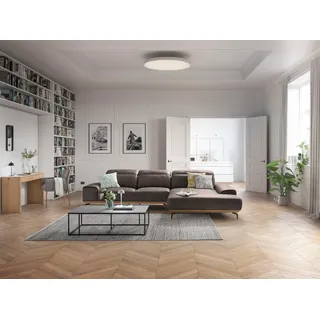 Musterring Wohnlandschaft "MR 2490 Ecksofa mit erstklassigem Sitzkomfort, Long-Life-Leder" Bronze-Fuß, Sitzhöhe 48cm, wahlweise mit Funktionen, Maße 342 x 207 cm, light grau, b