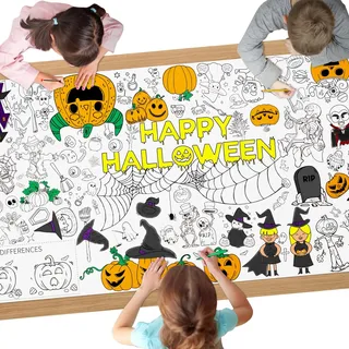 AYESY Halloween Mal Tischdecke für Kinder, 183 x 90 cm, Riesige DIY Papier Ausmal Tischdecke, Bastelposter, Spiele, Geschenke, Aktivitäten Banner, Kunst Klassenraum Dekoration