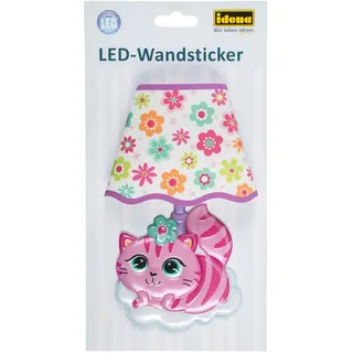 IDENA 31258 - LED Wandsticker Lampe Katze, mit Lichtsensor, ca. 21 x 13 cm, ideal als Nachtlicht für das Kinderzimmer
