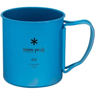 Snow Peak Titanium Single Walled Mug 450ml, Blau, Ultraleichter japanischer Titanbecher für Camping & Outdoor