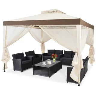Costway Gartenpavillon 3 x 3 m inkl. 4 Seitenteile Beige