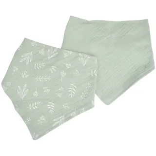Bébé Douceur 2 Lätzchen Bandana, 100% Baumwoll-Gaze, 16 x 41 cm, Celadon