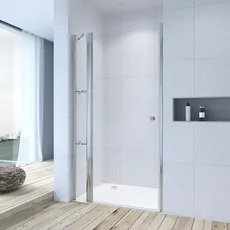 AQUABATOS® Duschtür 100 cm breit mit Festteil und Eckregalen aus 6mm Echtglas Nano Beschichtung ESG, Drehtür Pendeltür schwingtür in Nische, Duschabtrennung Duschwand Glas mit Duschablage Höhe 195 cm