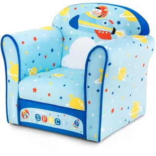 COSTWAY Kindersessel Kindersofa Kindercouch Babysessel für Mädchen und Jungen Kindermöbel Kinder Sessel Schaumstoff (Raumschiff)