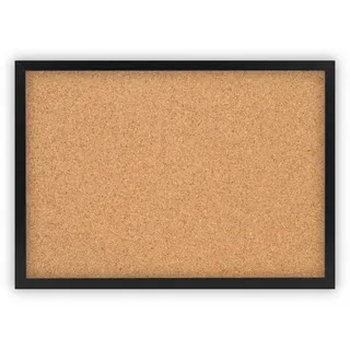 CLAMARO Pinnwand Kork 90 x 60 cm, MDF-Rahmen Schwarz Matt, HDF-Rückwand | Memoboard für Notizen und Fotos, selbstheilende Korkoberfläche, Metall-Zackenaufhänger, 10 Reißzwecken dabei