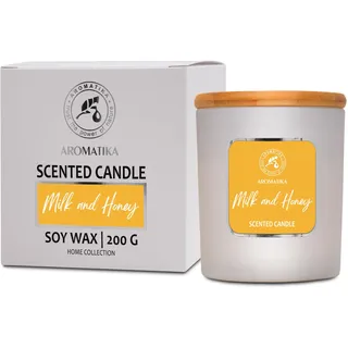 Aroma Kerze Milch - Honig 200 g - Aromatherapie Sojawachs Kerzen - Kerzen für Raumduft - Kerze für Hause - Idee für Geburtstag - Duftkerze im Glas - Weihnachten