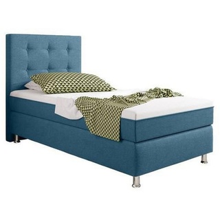 Mid.you Boxspringbett , Blau , Textil , H3 , 7-Zonen , 90x200 cm , Oeko-Tex® Standard 100 , Matratze, gepolstertes Kopfteil, Federkernmatratze, Topper durchgehend, in verschiedenen Größen erhältlich, Kingsize , Schlafzimmer, Betten, Boxspringbetten