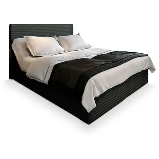 masseno Boxspringbett Milara 180x200 cm mit Matratze und Topper, Polsterbett mit Bettkästen Schwarz TILIA 100 - Schwarz