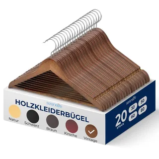 SereneLife Kleiderbügel Platzsparend Holz, 20 Stück, Kinderkleiderbügel & Erwachsene, rutschfest, Hangers Clothes Robust für Röcke, Hosen, Mäntel für Ihre Garderobe, Einkerbungen im Schulterbereich