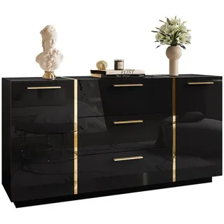 lookway Kommode mit Schubladen 158 x 81 x 41,3 cm Schwarz